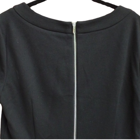 Muse Dress 8 Black Tan Lace Sheath Sexy Career Knee Length Workwear Exposed Zip - Picture 6 of 7